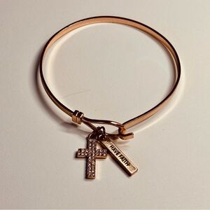 Rose Gold Charm Bracelet with Cross and Faith Tag